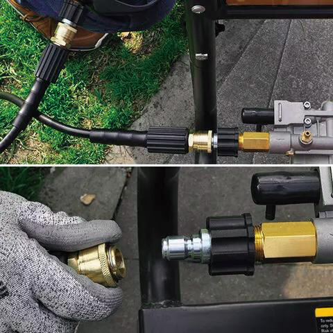how the pressure washer hose fitting the pressure pump